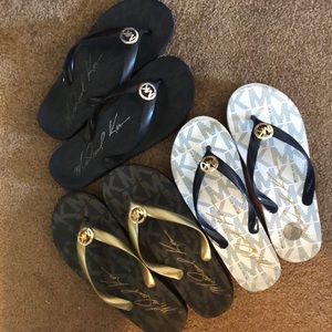 3 pairs of Michael Kors Flip Flops